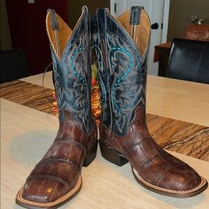 Lucchese Brown and Blue Cowboy Boots